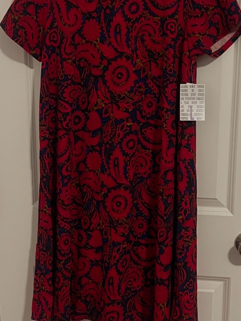 Red Paisley Floral Short Sleeve Carly Dress
